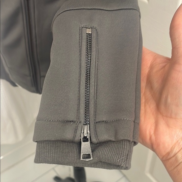 Grey Moto Jacket with Front Zipper Structured Shoulders and Lapel Collars Size S - Picture 5 of 13